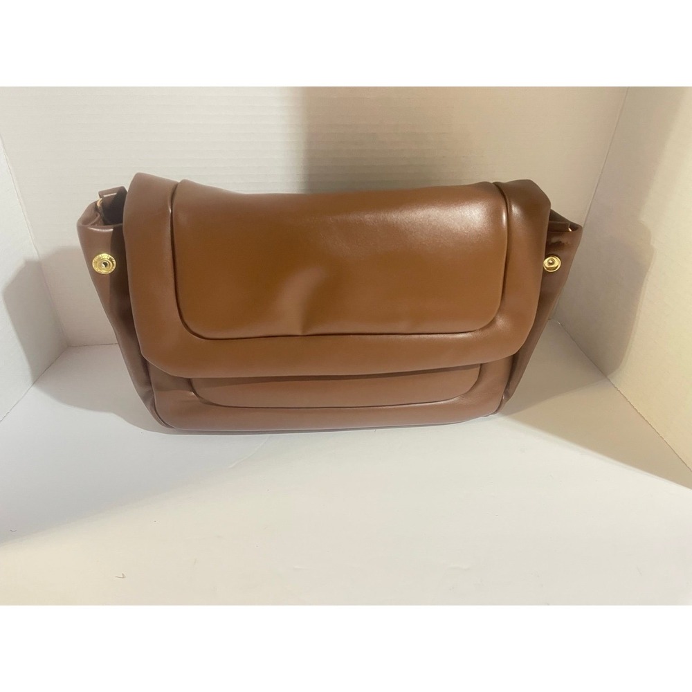 Pink‎ Lily Puffer Chocolate Crossbody Bag – Faux Leather, Adjus